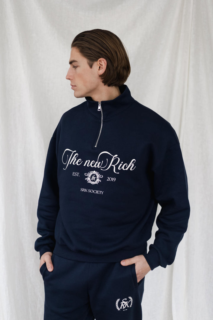 'The New Rich' Quarter Zip sweater 'Navy'