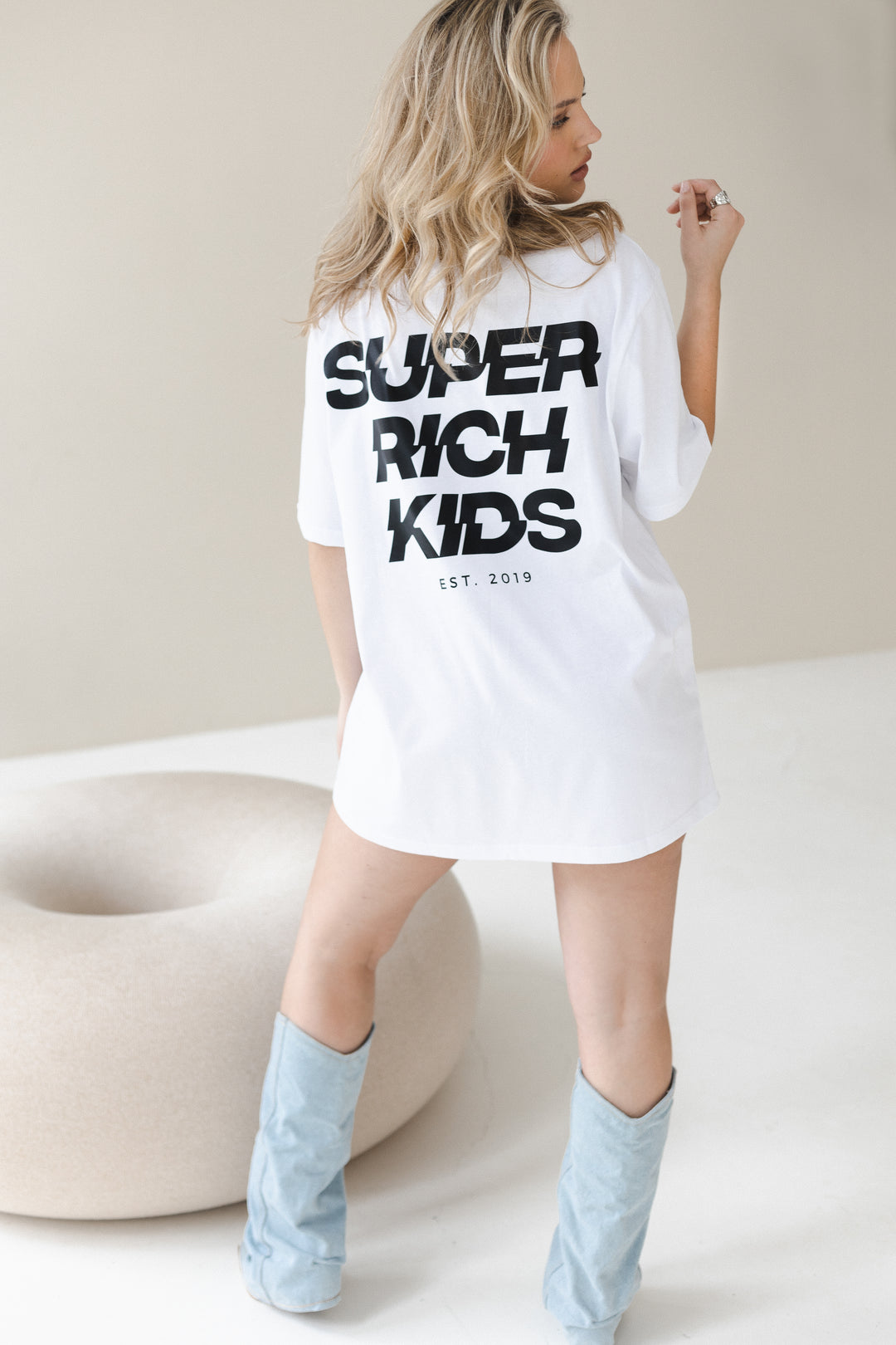 T-Shirt 'Super Rich Kids' White & Black