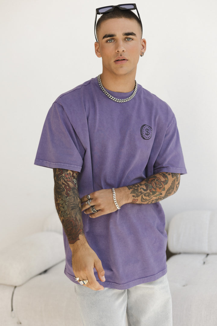 'Super Rich Kids' T-Shirt Acid Wash Purple