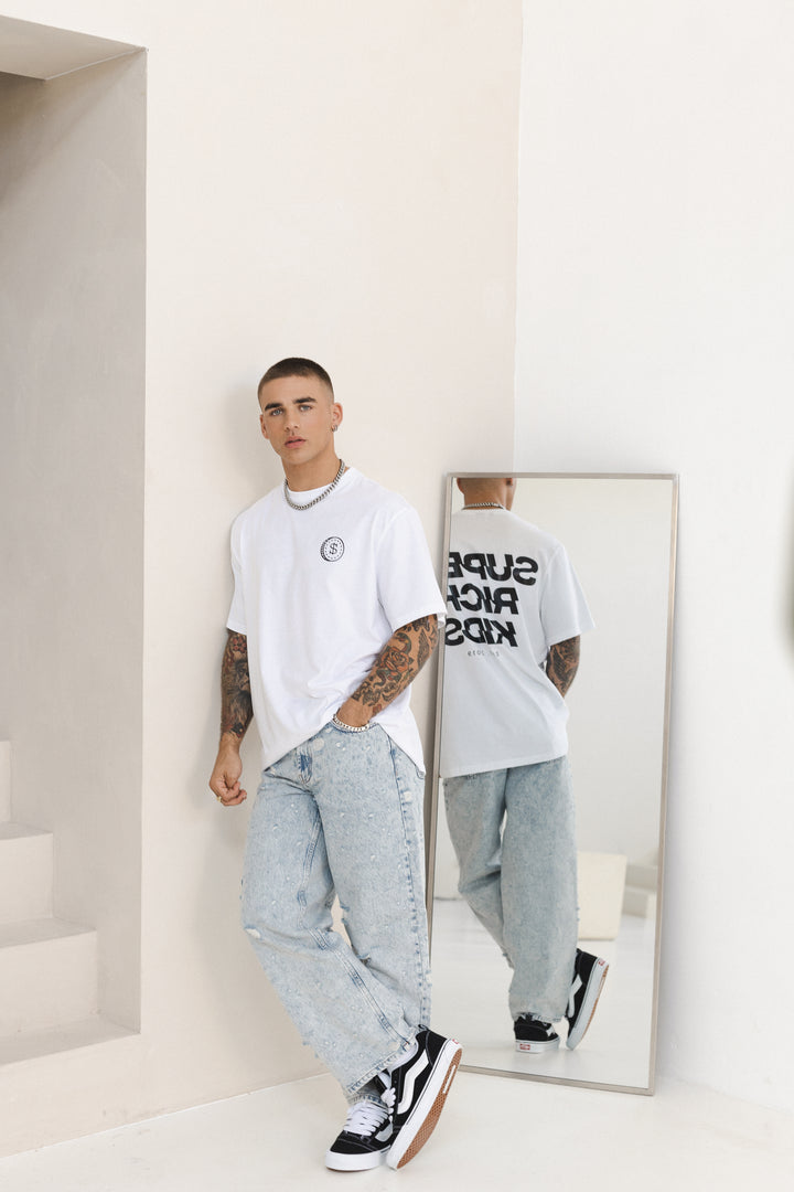 T-Shirt 'Super Rich Kids' White & Black