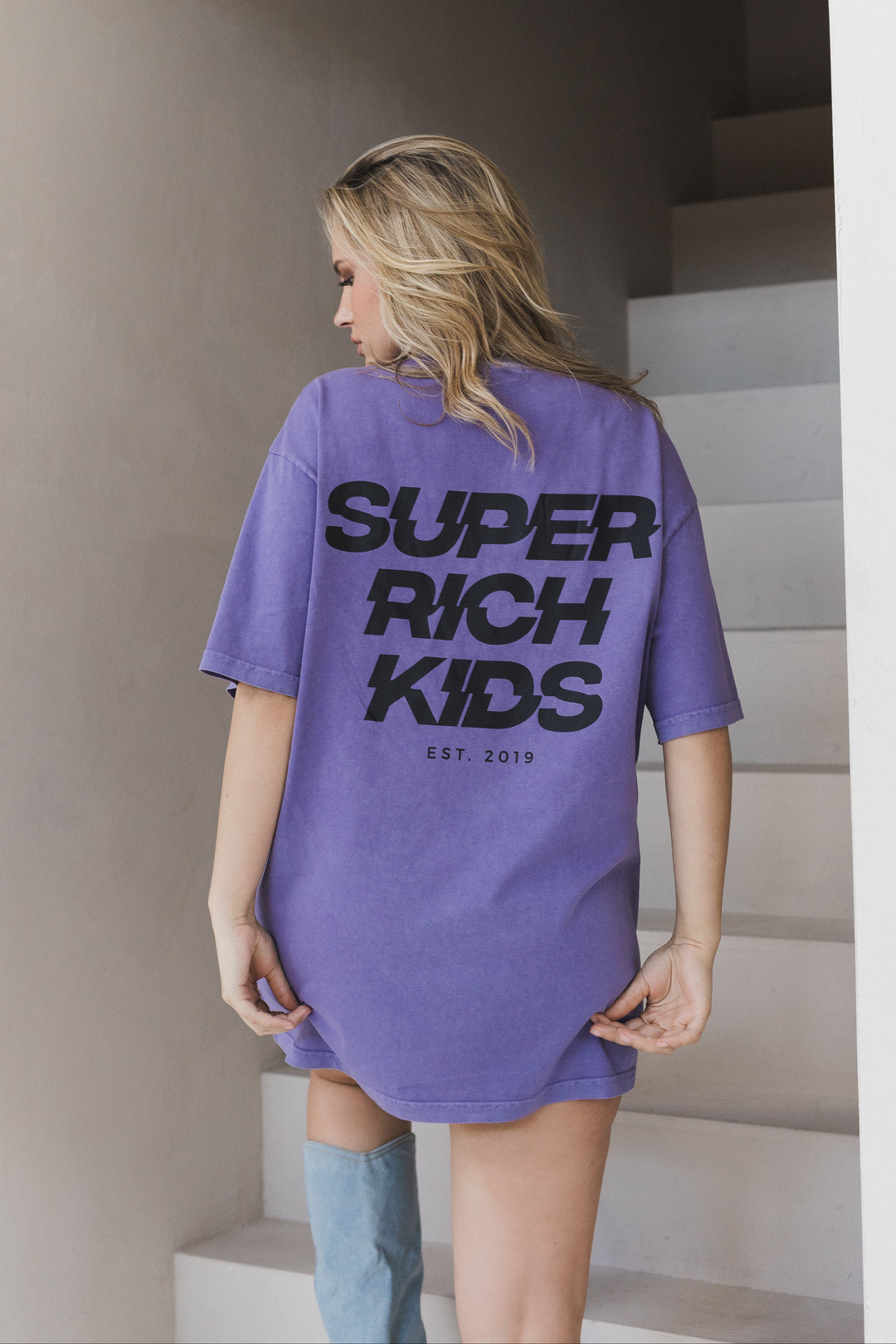 'Super Rich Kids' T-Shirt Acid Wash Purple