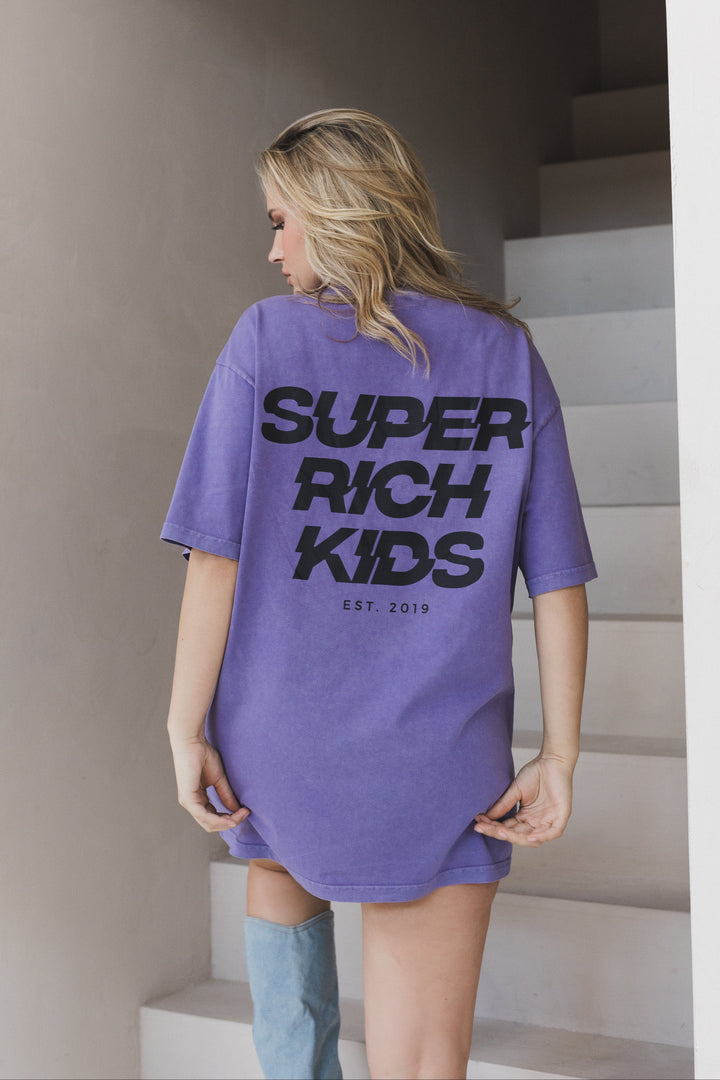 'Super Rich Kids' T-Shirt Acid Wash Purple