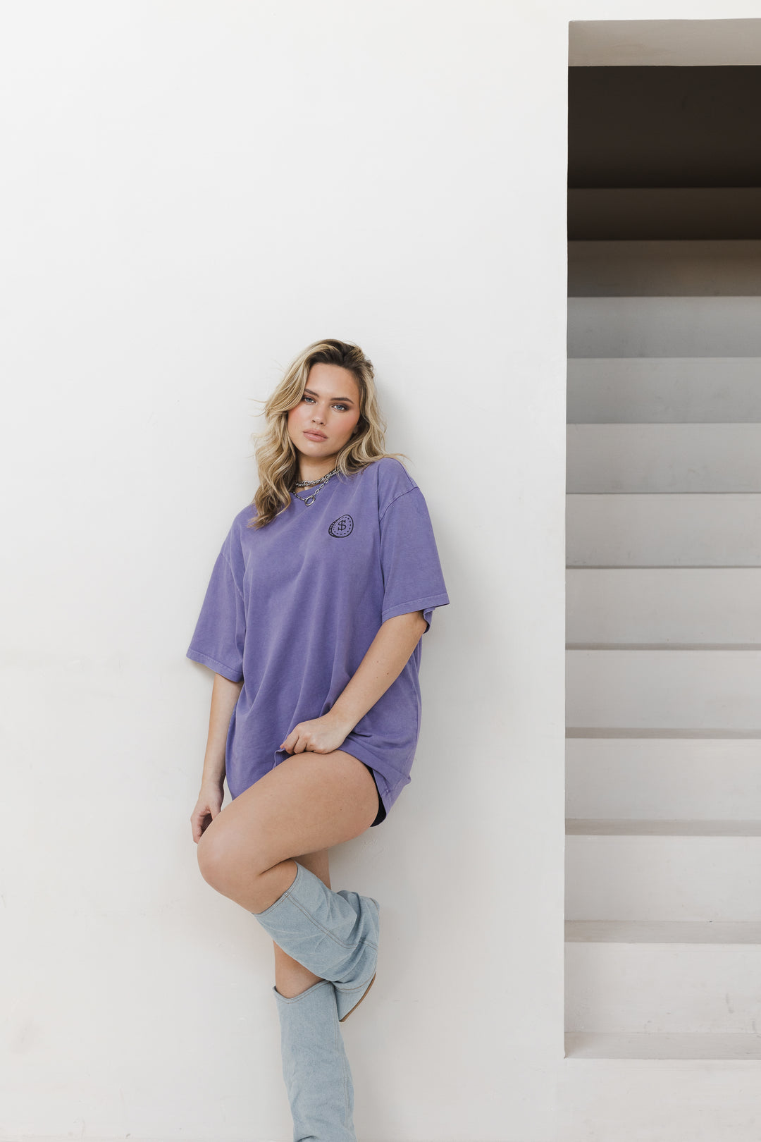 'Super Rich Kids' T-Shirt Acid Wash Purple